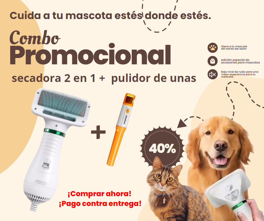 CEPILLO SECADOR 2 EN 1 + PULIDOR UÑAS MASCOTA - ¡comprar ahora! paga contra entrega!